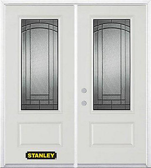 Stanley Doors 75 Inch X 82 375 Chatham Patina 3 4 Lite 1 Panel Stanley Doors 75 Inch X 82 375 Chatham Patina 3 4 Lite 1 Panel Prefinished White Right Hand Inswing Steel Prehung Double Door With Astragal And
