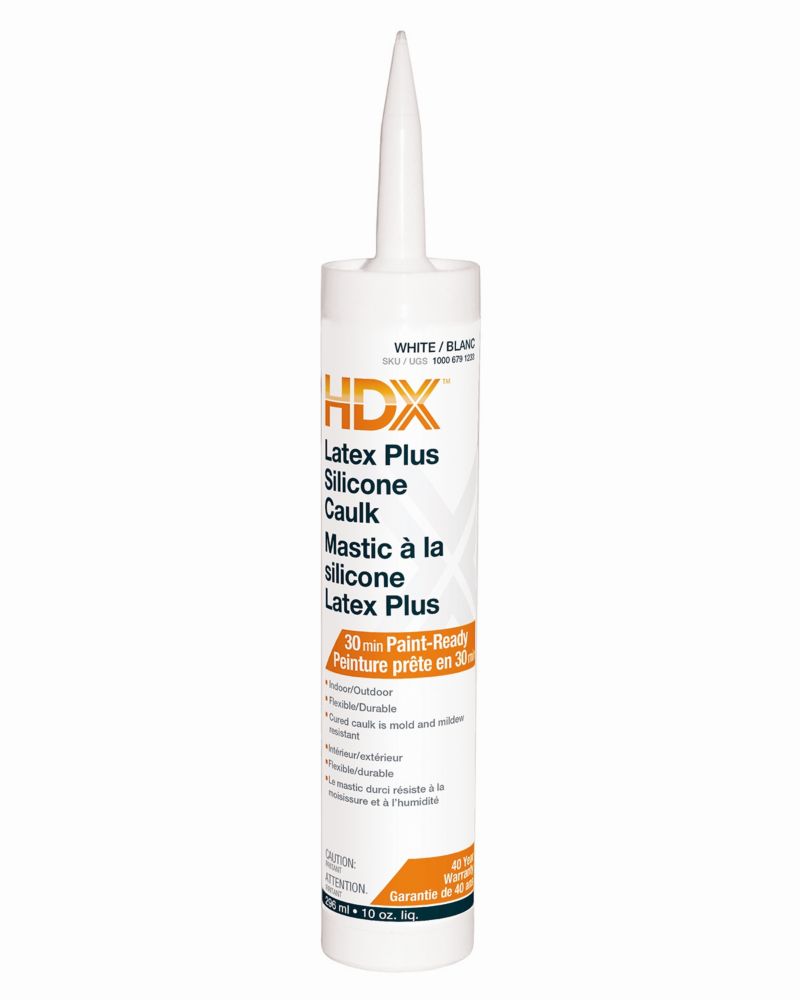 HDX Latex Plus Silicone Caulk, White296mL The Home Depot Canada