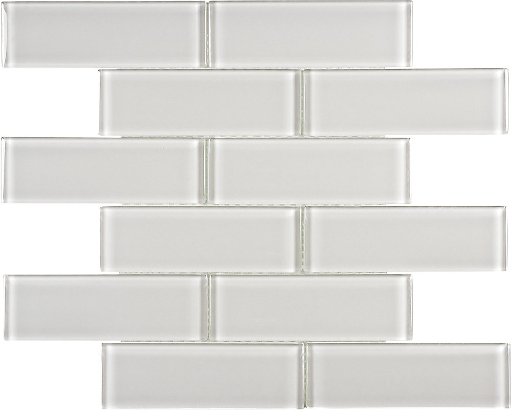 Sassi 2 Inch X 6 Glass Brick Mosaic Tile In Arctic Fog The Sassi 2 Inch X 6 Glass Brick Mosaic Tile In Arctic Fog