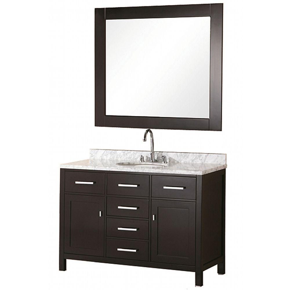 Design Element London 48 Inches Vanity in Espresso with Marble Vanity