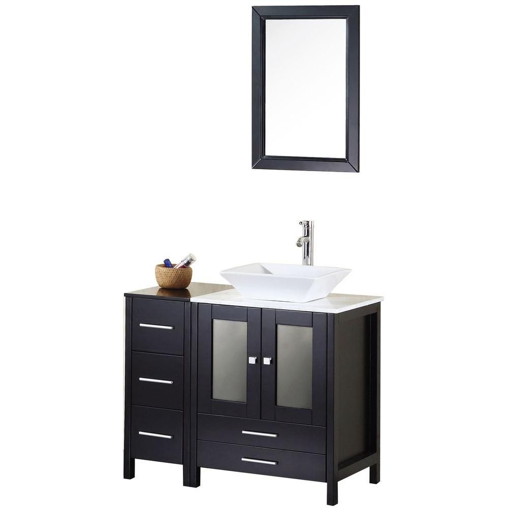 Design Element Arlington 36 Inches Vanity in Espresso with Marble