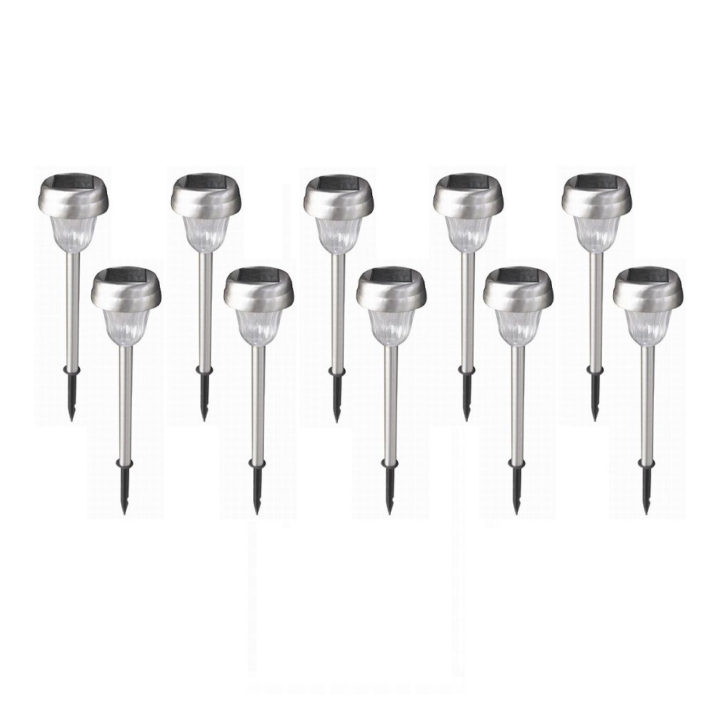 Hampton Bay Zalia Solar LED Stake Light, Silver Finish (10Pack) The Home Depot Canada