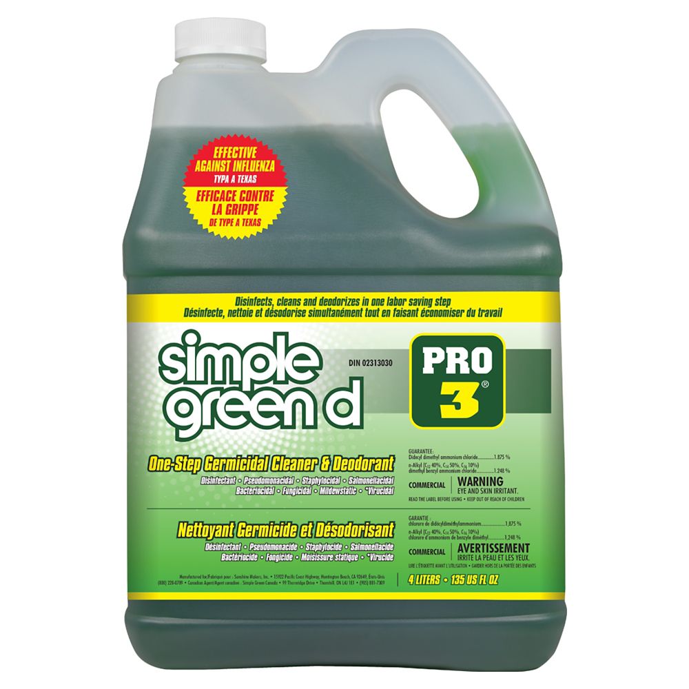 Simple Green Pro 3 OneStep Germicidal Cleaner & Deodorant, 4L The