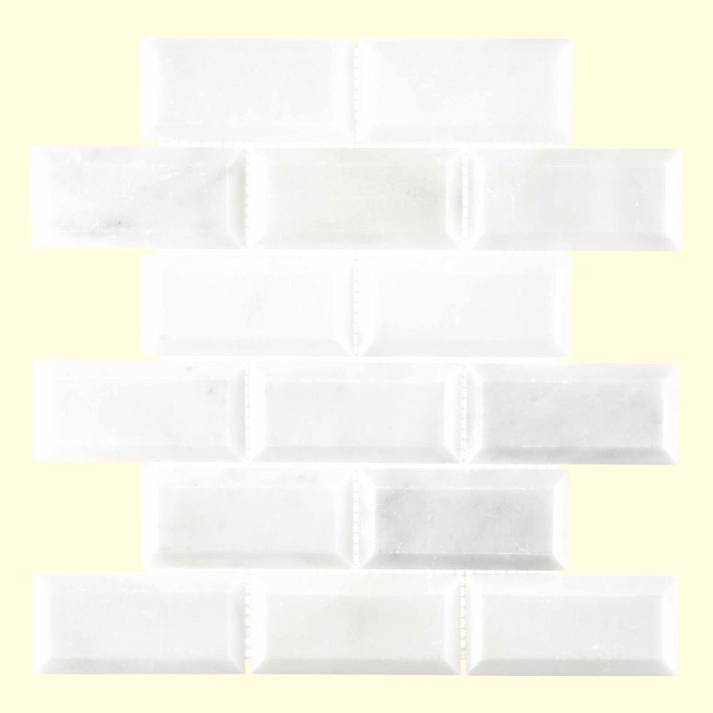 Jeffrey Court Carrara Bevelled 12inch x 12inch x 10 mm Marble Mosaic