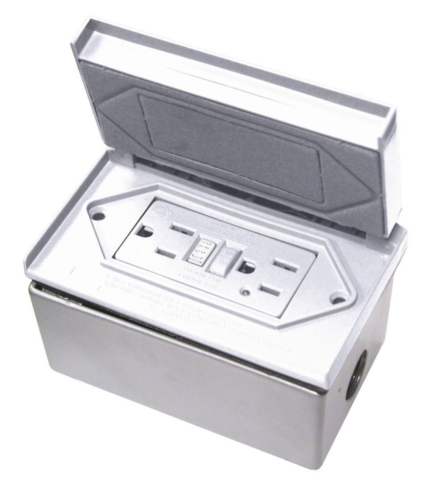 Leviton WeatherResistant kit Pro GFCI & Horizontal Outdoor Cover Plate, White The Home Depot