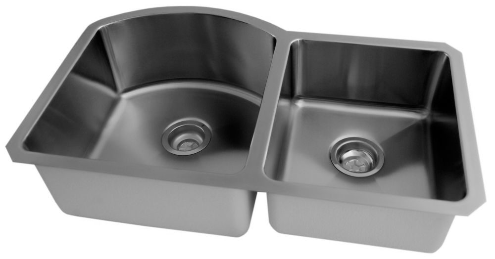 74232 x 20 Stainless Steel Undermount Double Bowl Kitchen Sink With