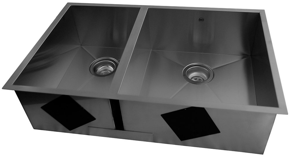 29 1 2 X 19 4 Stainless Steel Undermount Double Bowl Kitchen Sink With Square Contemporary Corners