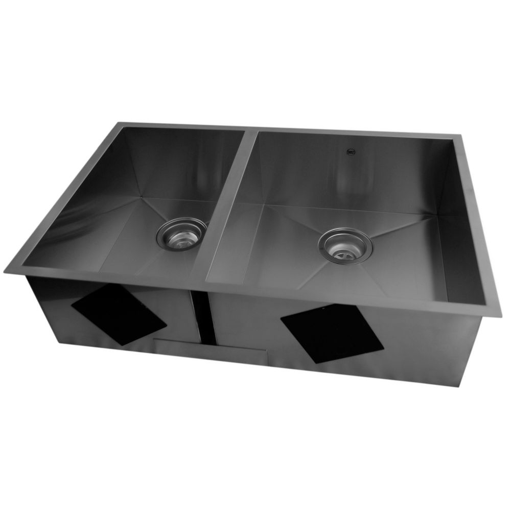 29 1 2 X 19 1 4 Stainless Steel Undermount Double Bowl Kitchen Sink With Square Contemporary Corners