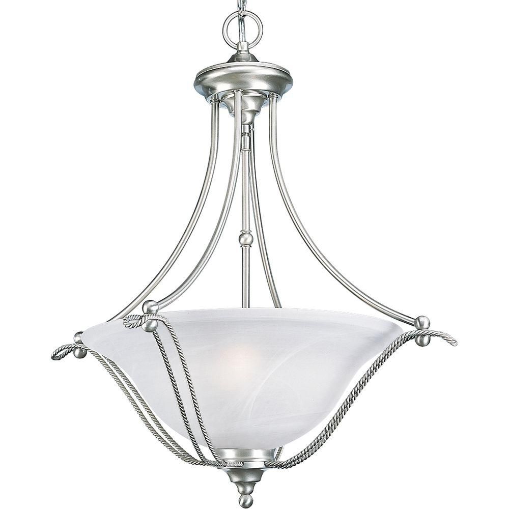 Progress Lighting Avalon 100W 3-Light Brushed Nickel Chandelier with ...