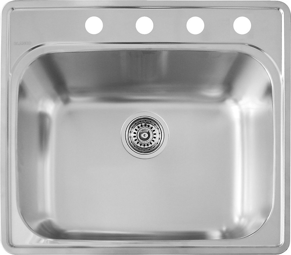 Stainless Steel Top Mount Laundry Sink Single Bowl 4 Hole