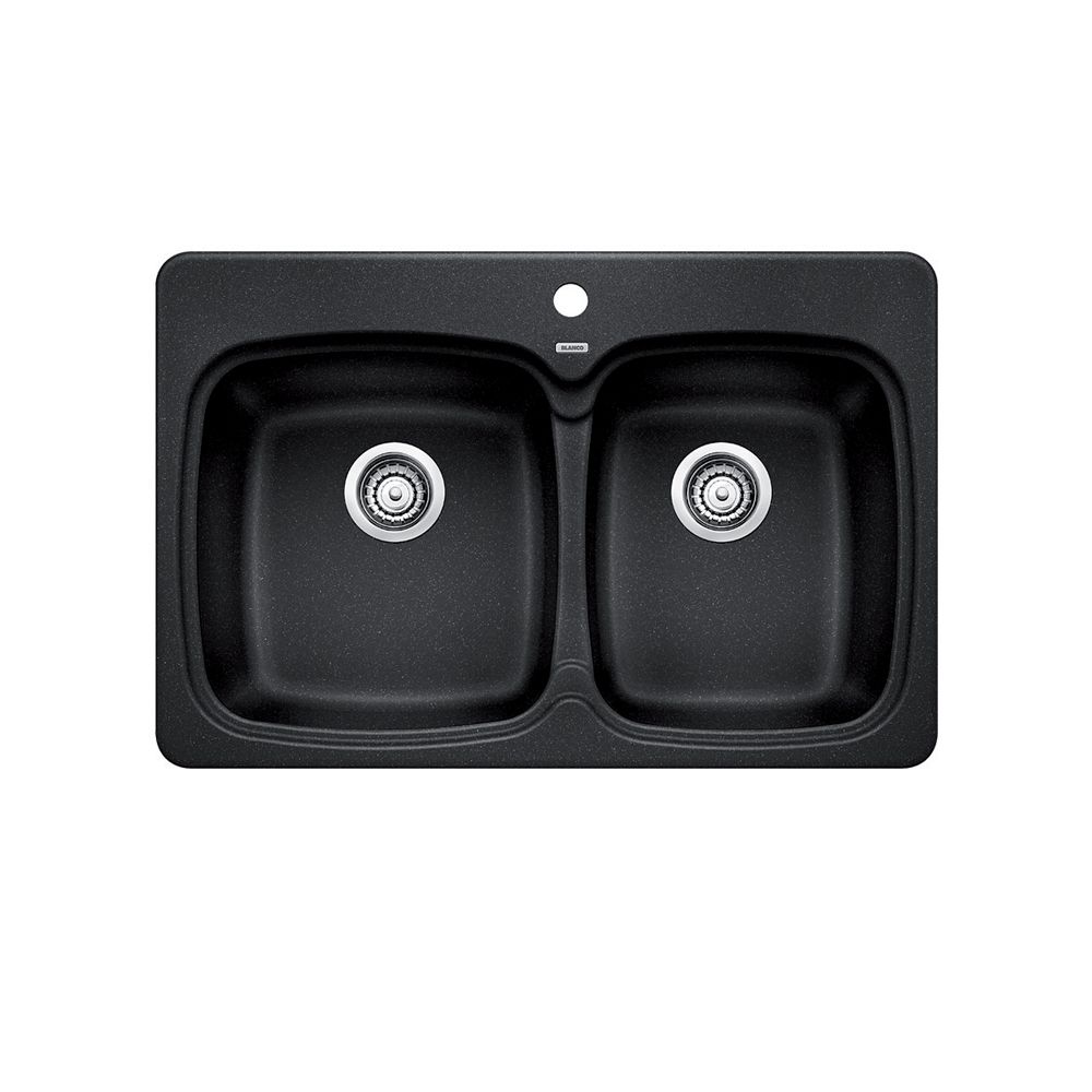 Blanco Silgranit Natural Granite, 2 Bowl Topmount Sink, Anthracite