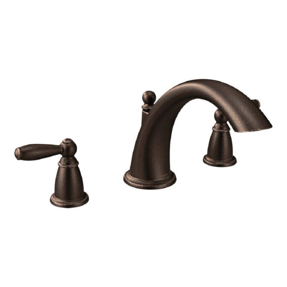 Moen Brantford 2 Handle Deck Mount Roman Tub Faucet Trim Kit In Oil Rubbed Bronze Valve N 