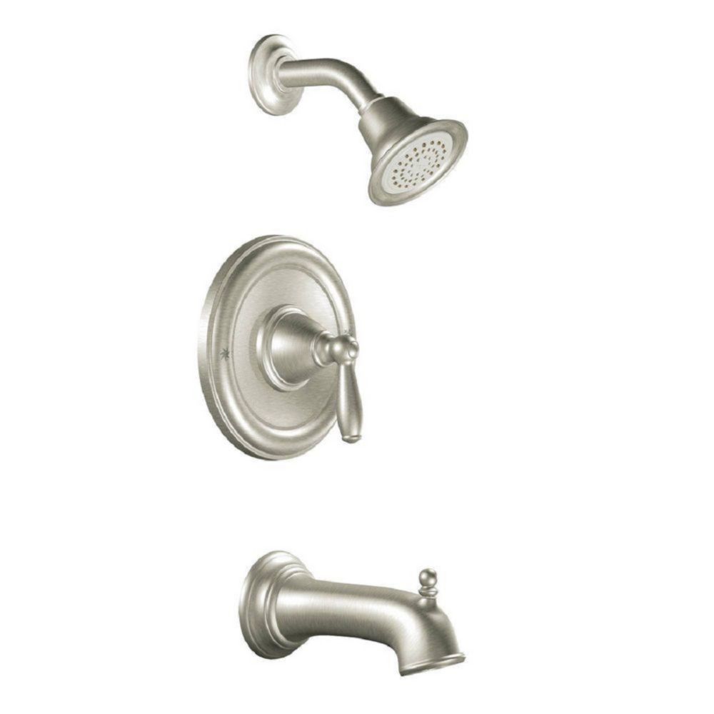 Moen Brantford Posi Temp 1 Spray Tub Shower Faucet In Brushed Nickel   P 1000691925 