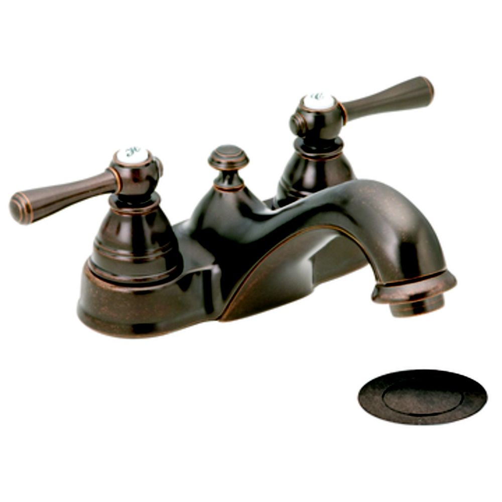 4 Inch 2 Handle Low Arc Bathroom Faucet In Bronze With Lever