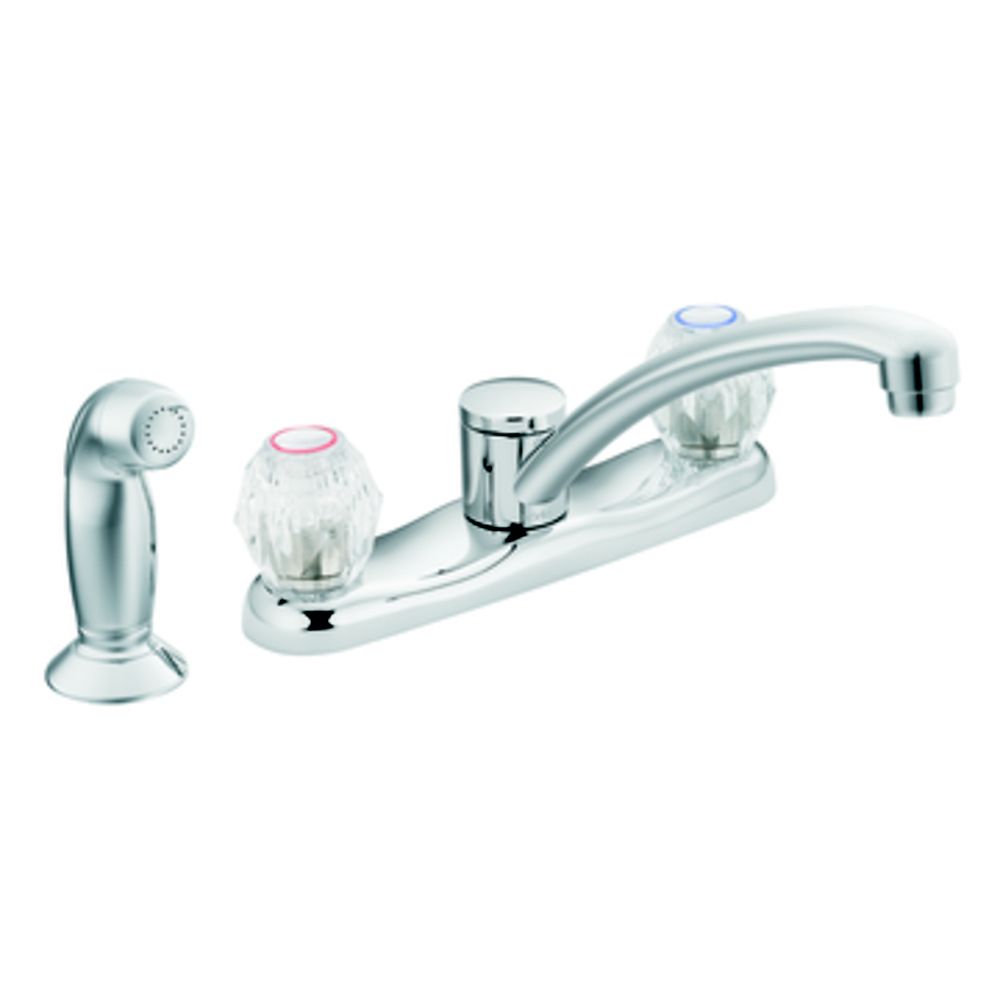MOEN Chateau 2Handle LowArc Standard Kitchen Faucet with Side Sprayer on Deck and Duralo