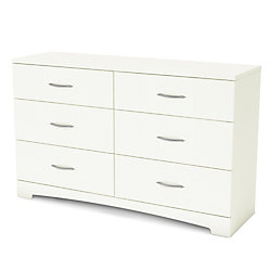 Bureau double 6 tiroirs Step One, Blanc solide