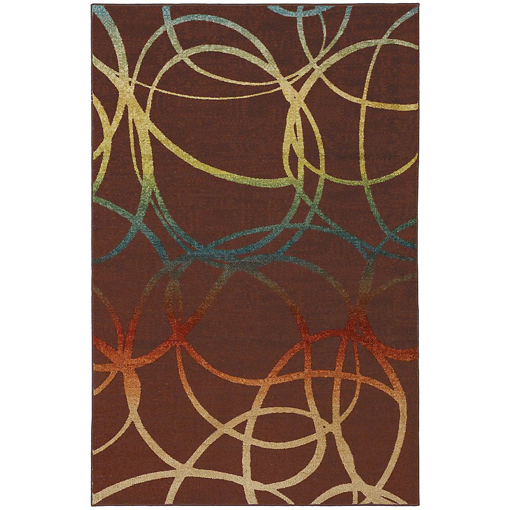 Select Strata Acrobatic Brown 5 Ft X 8 Rectangular Area Rug