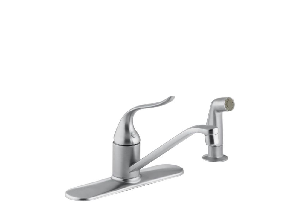 Kohler Clairette Kitchen Sink Faucet In White The Home Depot Canada Kohler Cais Single Control Kitchen Sink Faucet In Brushed