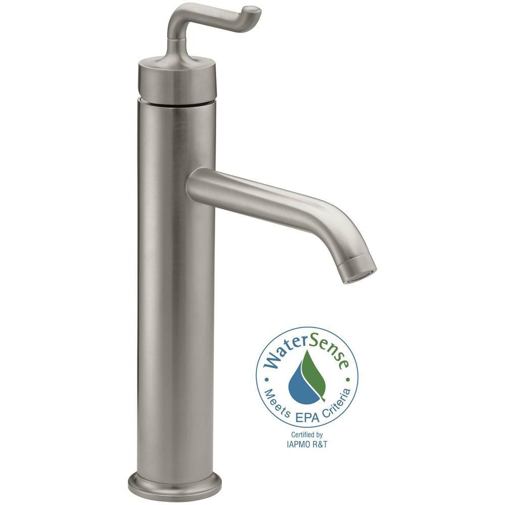 KOHLER Purist Tall SingleControl Bathroom Faucet in Vibrant Brushed