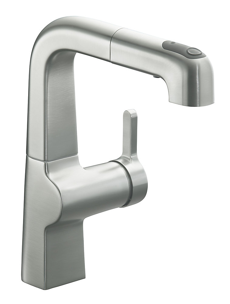 Evoke R Single Hole Bar Sink Faucet With 8 Pull Out Spout
