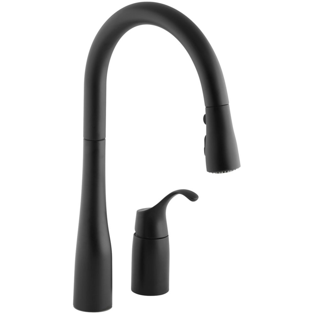 Black Kitchen Sink Faucet kohler simplice pull down kitchen sink faucet in matte black