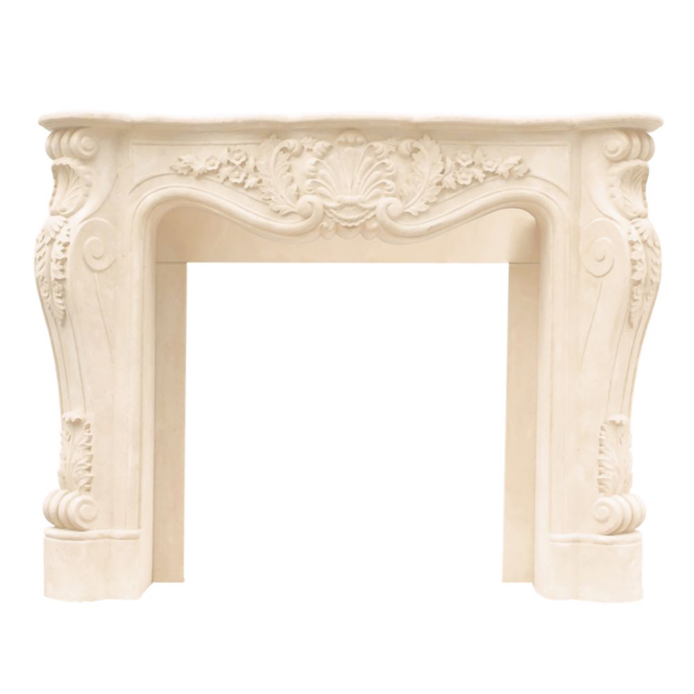 HISTORIC MANTELS LIMITED 47-in x 6-in Sealed Designer Series Louis Xiii Cast Stone Mantel Surrounds