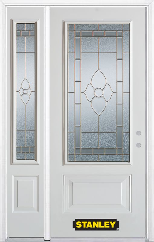 Stanley Doors 52 75 Inch X 82 375 Marilyn Brass 3 4 Lite 2 Stanley Doors 52 75 Inch X 82 375 Marilyn Brass 3 4 Lite 2 Panel Prefinished White Right Hand Inswing Steel Prehung Front Door With Sidelite And