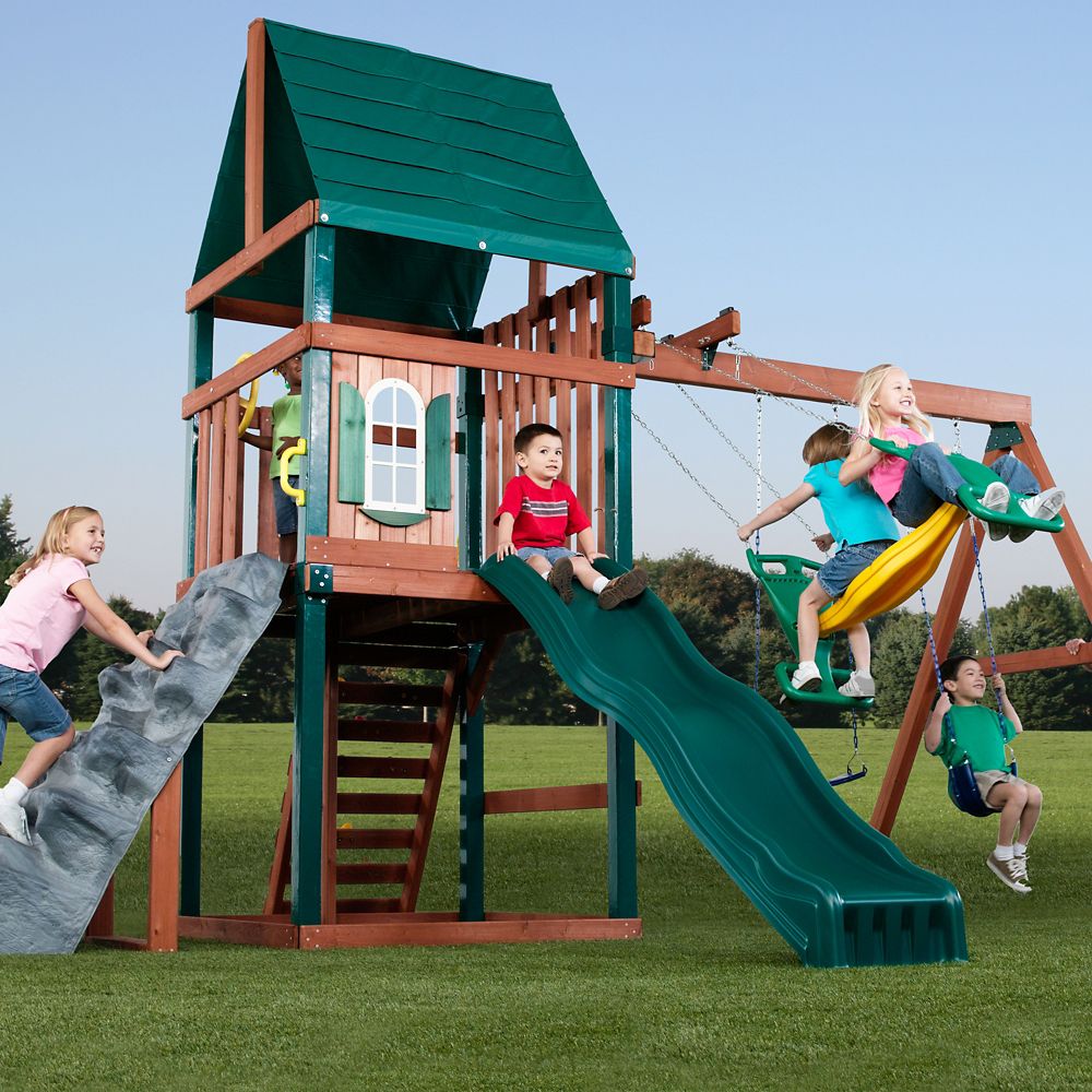 SwingNSlide Brentwood Wood Complete Play Set The Home Depot Canada