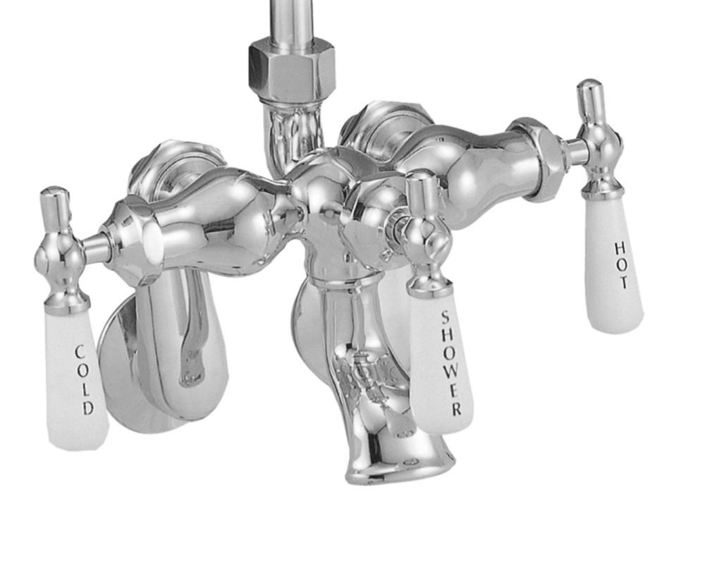 Foremost 3 Handle Bath Shower Faucet With Porcelain Lever Handles