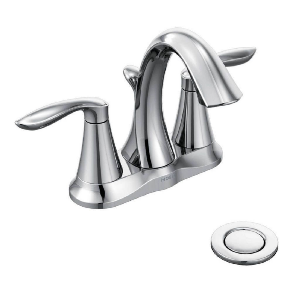 MOEN Eva 4 Inch Centerset 2 Handle High Arc Bathroom Faucet In Chrome   P 1000698025 