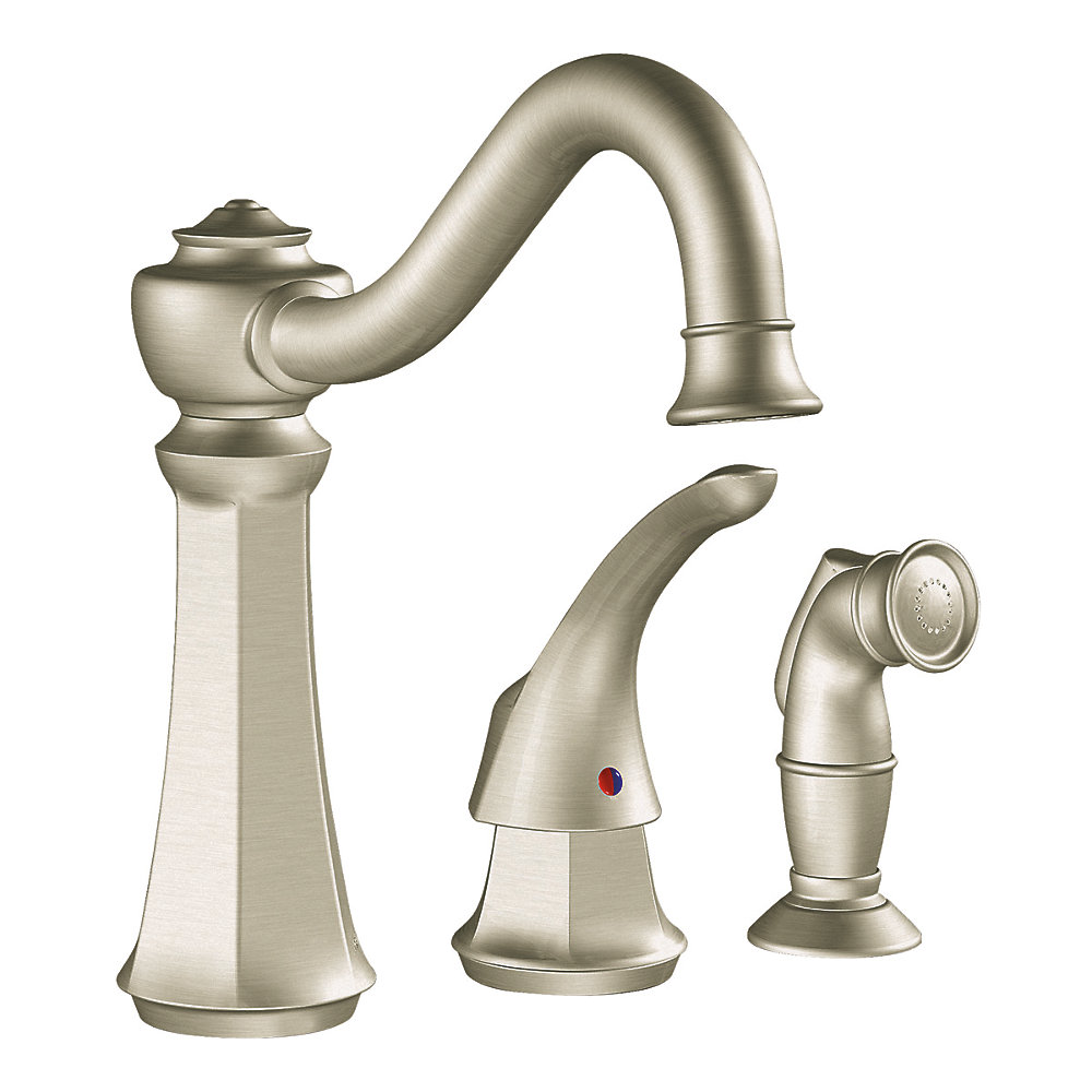 Vestige 1 Handle Kitchen Faucet With Matching Side Spray Stainless Finish