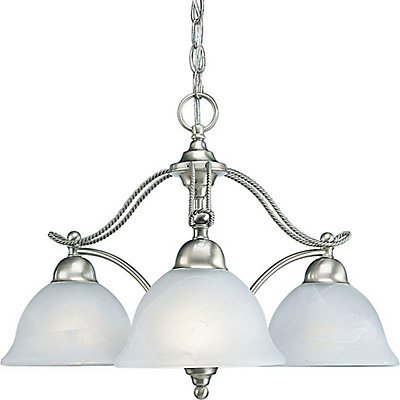 Progress Lighting Avalon Collection 3 Light 100w Brushed Nickel Progress Lighting Avalon Collection 3 Light 100w Brushed Nickel Finish Chandelier With Alabaster Glass Shade The Home Depot Canada