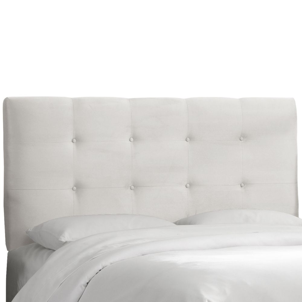 Skyline Furniture Upholstered Queen Headboard in Velvet White The