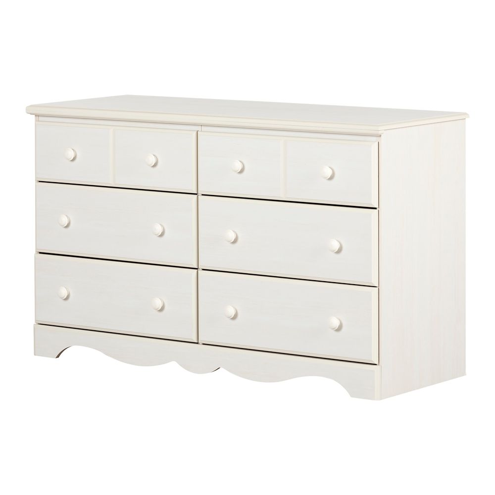 South Shore Summer Breeze 6 Drawer Double Dresser White Wash