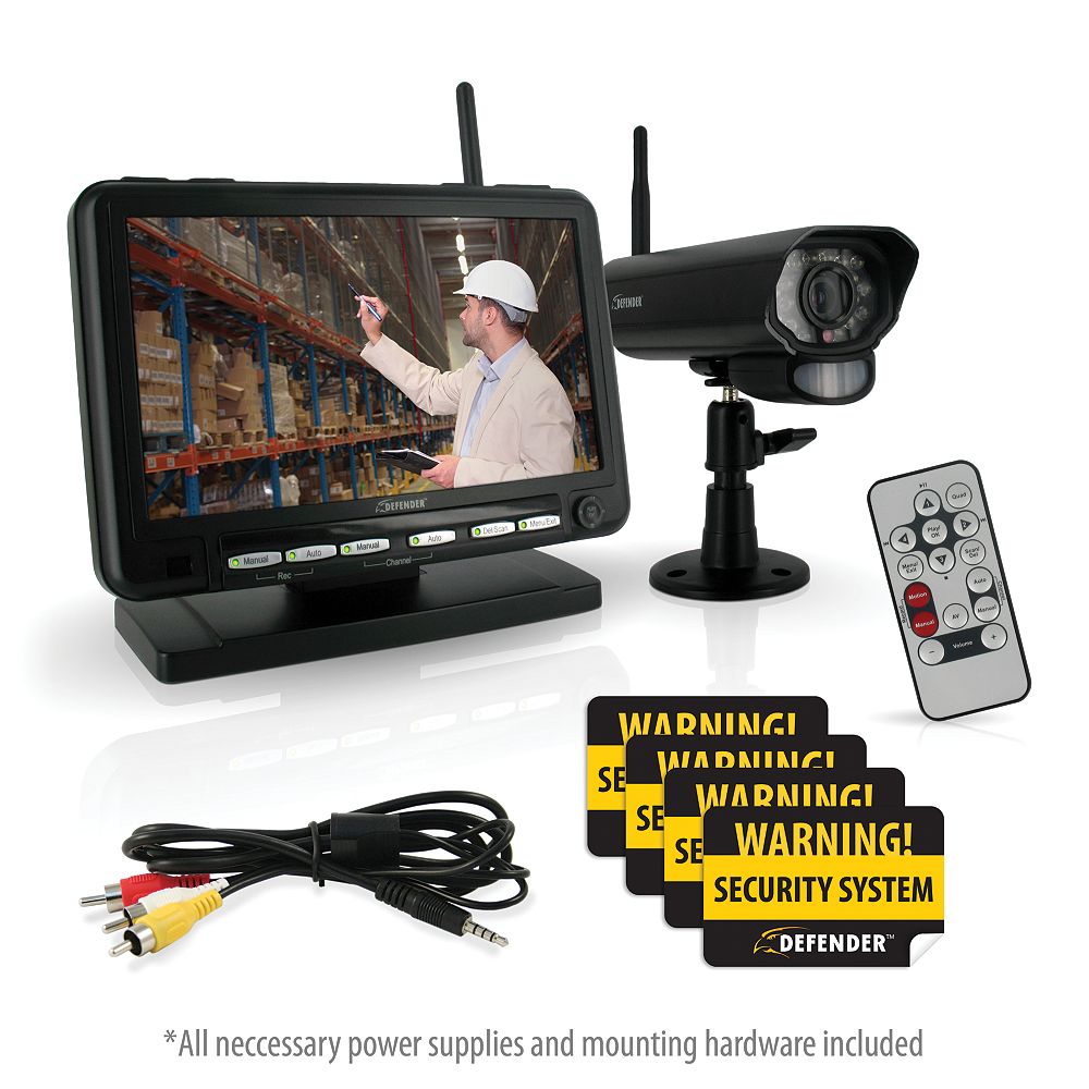 Defender Defender Digital Wireless DVR Security System, 7 LCD Monitor, and Long Range Nigh
