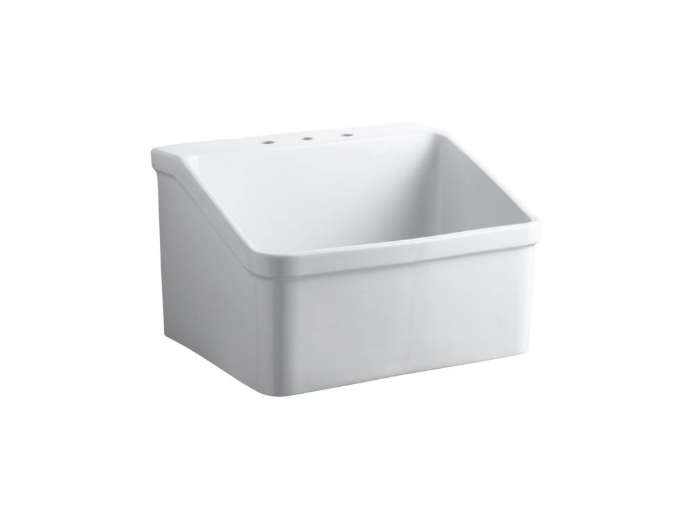 MUSTEE 22inch x 25inch Moulded Fiberglass SelfRimming Utility Sink