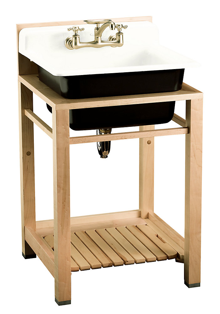 Bayview Wood Stand Utility Sink In White