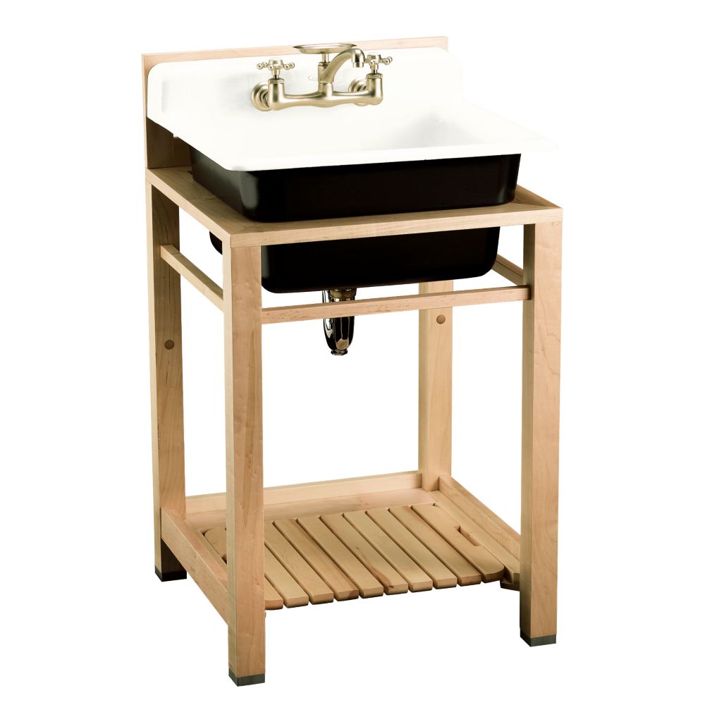 Bayview Wood Stand Utility Sink In White