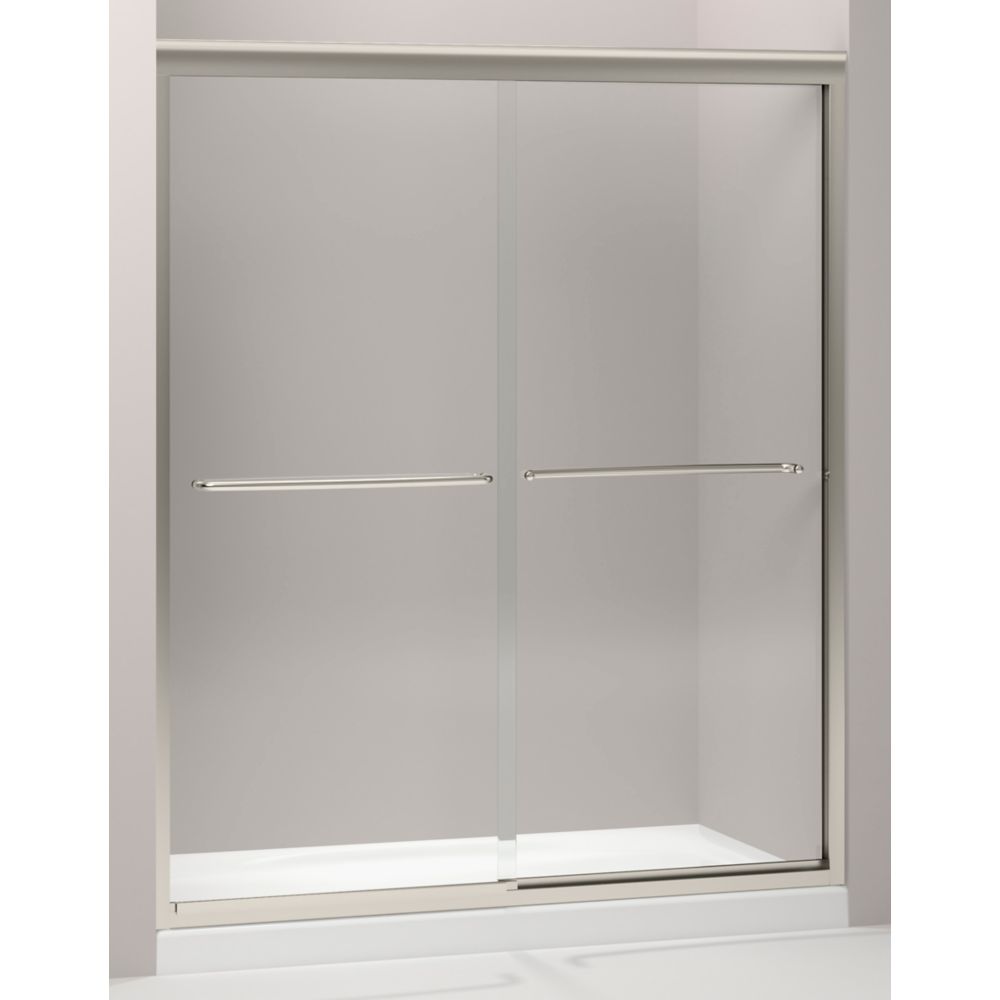Fluence Frameless Bypass Shower Door in Matte Nickel