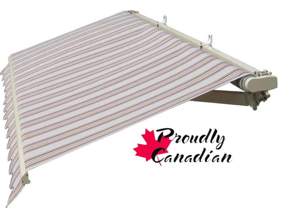 Awnings The Home Depot Canada Motorized Retractable Patio Awning 10 Ft Projection In Brown