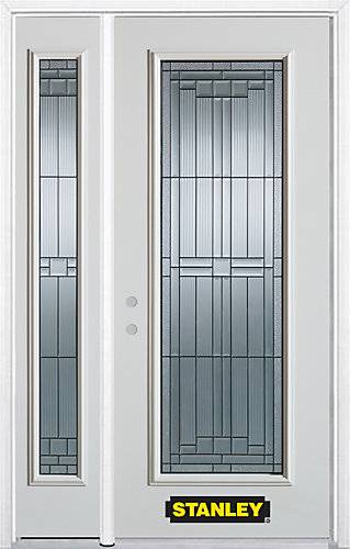 Stanley Doors 50 25 Inch X 82 375 Seattle Zinc Full Lite Prefinished White Right Hand Inswing Steel Prehung Front Door With Sidelite And