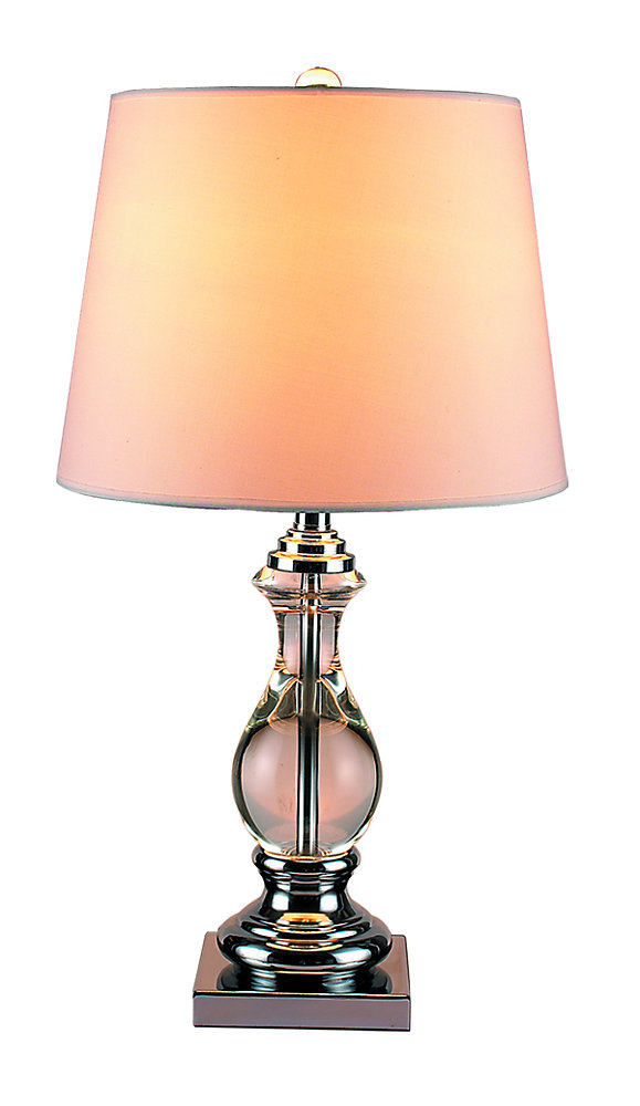 Vetro Solid Crystal Table Lamp With Chrome Plated Accents Drum Shaped Shade
