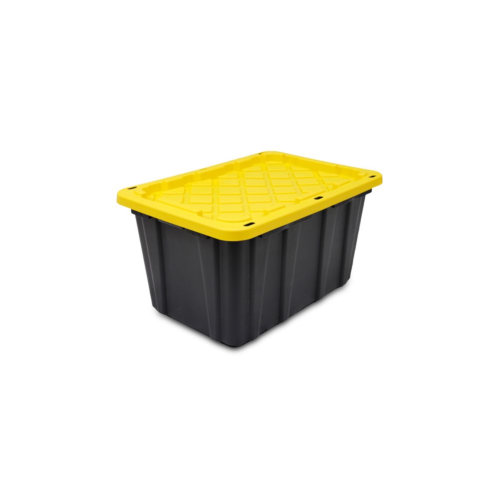 HDX 102 L Strong Box Tote with Locking in Black/Yellow Home Depot Canada