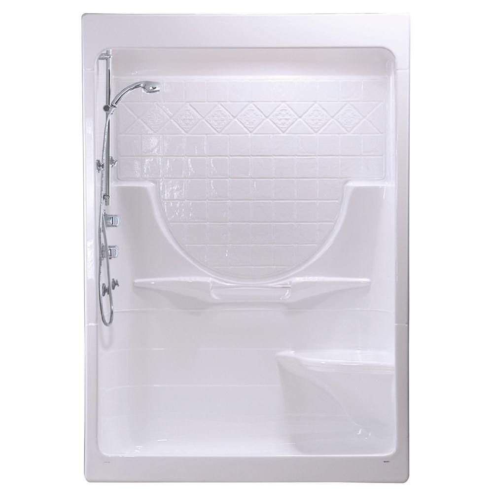 MAAX Montego 60inch 3Piece Acrylic Shower Stall in White with Seat