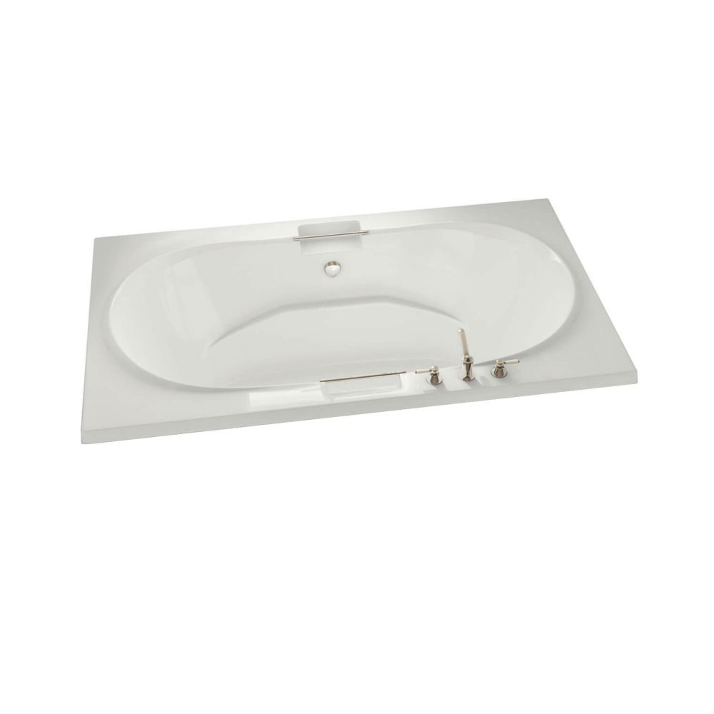 MAAX Antigua Acrylic Soaker Bathtub with Polished Chrome Grab Bars in