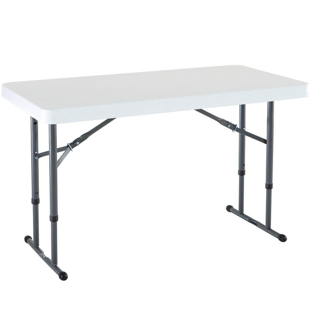 Outdoor Folding Table Adjustable Height White Portable Camp Kids Adult Furniture