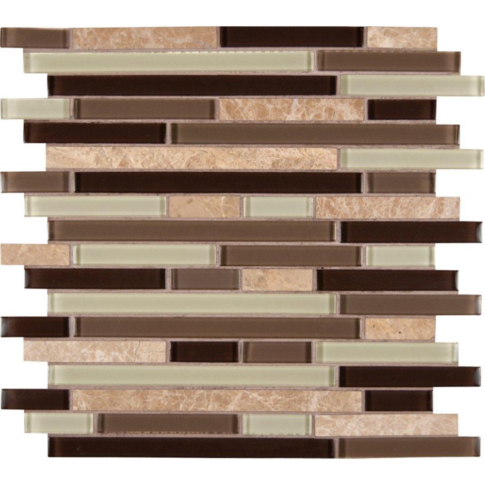 MSI Stone ULC Interlocking Glass/Stone MeshMounted Mosaic Mosaic Wall