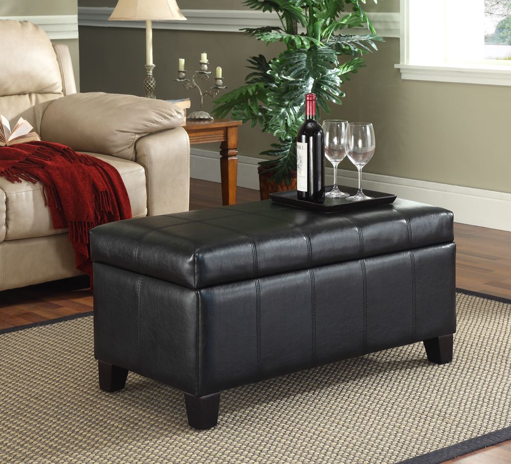 Worldwide Homefurnishings Inc. Bella Storage Ottoman Black The Home