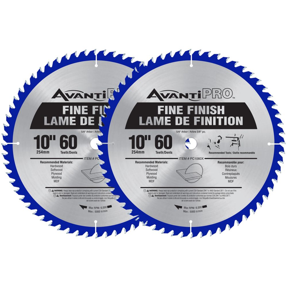 Avanti Pro 10inch 60Tooth Fine Finish Saw Blade (2Pack) The Home
