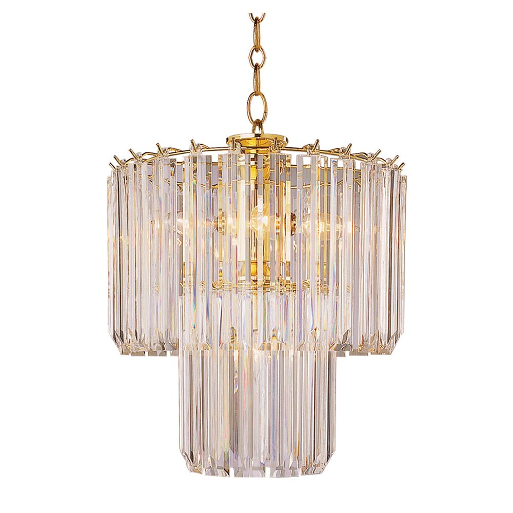 Bel Air Lighting Polished Brass and Clear Acrylic 2 Tier Chandelier